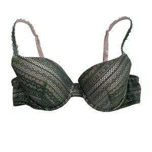Victorias Secret Green Lace Lined Demi Lightly Padded Underwire Bra Size 36C